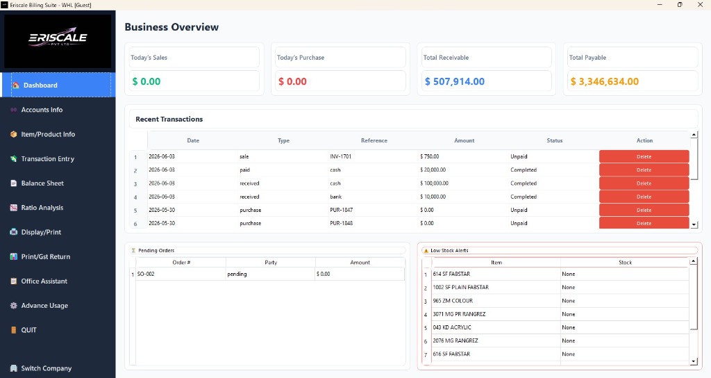 Eriscale Billing Suite Desktop App